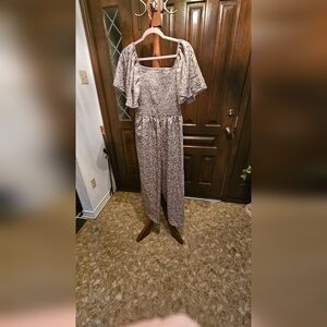 Light Green Floral Wide Legged Jumpsuit.